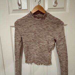Windsor Textured Long Sleeve Top - Brown
